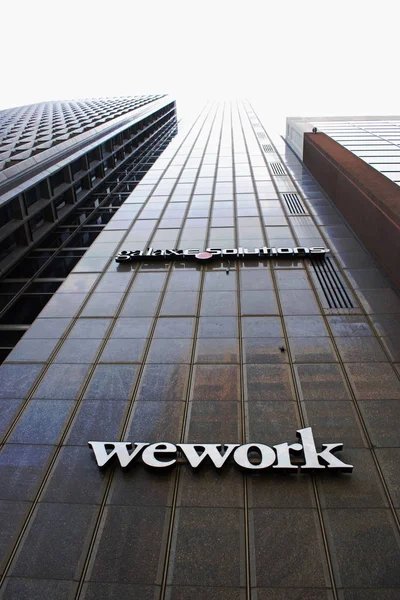 Detroit Michigan Usa July 2019 Wework Exterior Sign Downtown Detroit — Stock Photo, Image