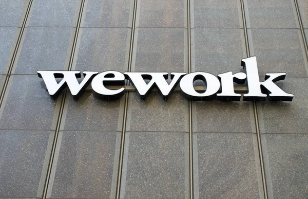 Detroit Michigan Usa Julho 2019 Wework Exterior Sign Downtown Detroit — Fotografia de Stock