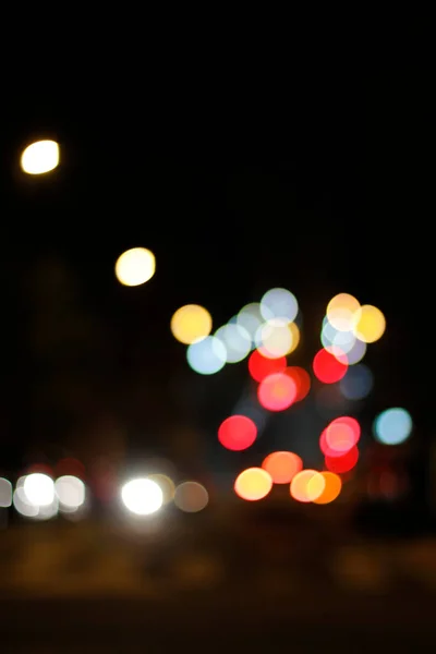 Luzes Cidade Com Efeito Bokeh — Fotografia de Stock