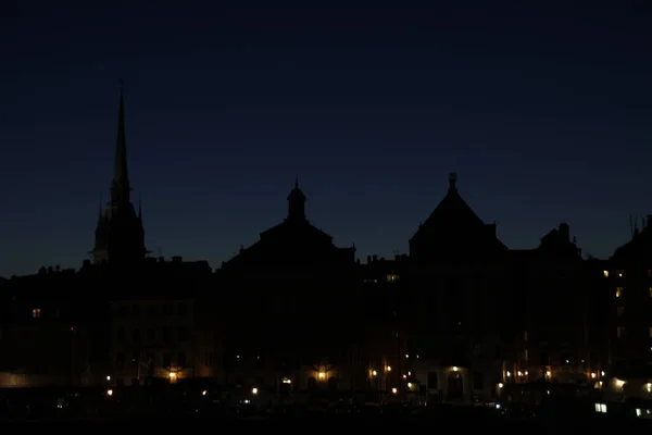 Zátoka Stockholm Noci — Stock fotografie