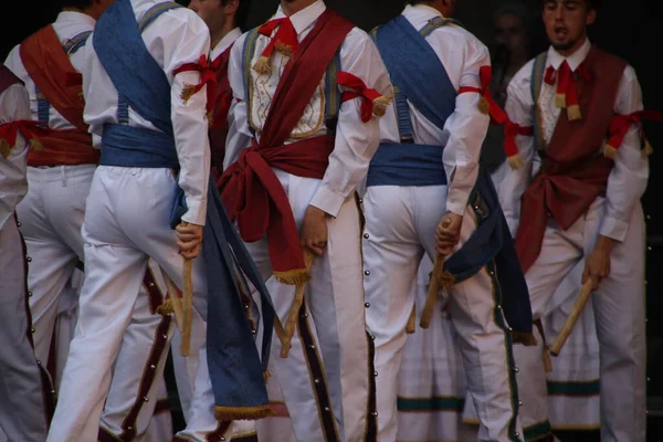 Dança Basca Tradicional Festival Folclórico — Fotografia de Stock