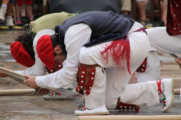 Παραδοσιακός Χορός Basque Ένα Λαϊκό Φεστιβάλ — Φωτογραφία Αρχείου