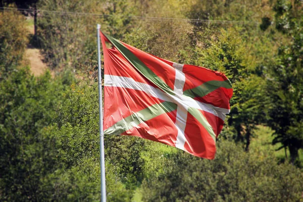 Baskische Nationalflagge Weht Der Luft — Stockfoto