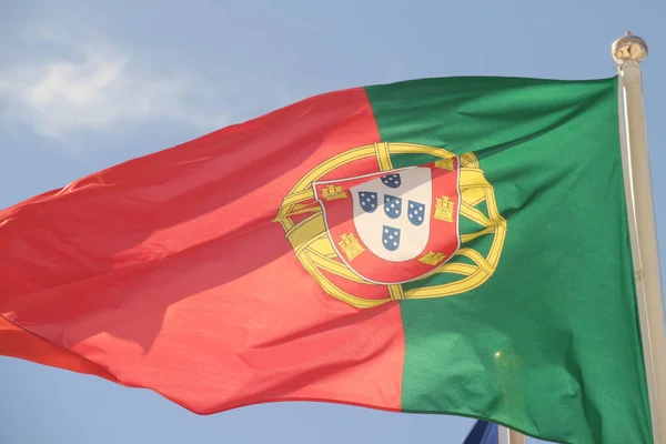 Portuguese Flag Waving Air — Stock Photo, Image