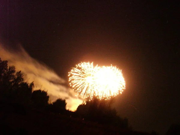 Fuegos Artificiales Una Noche Verano — Foto de Stock