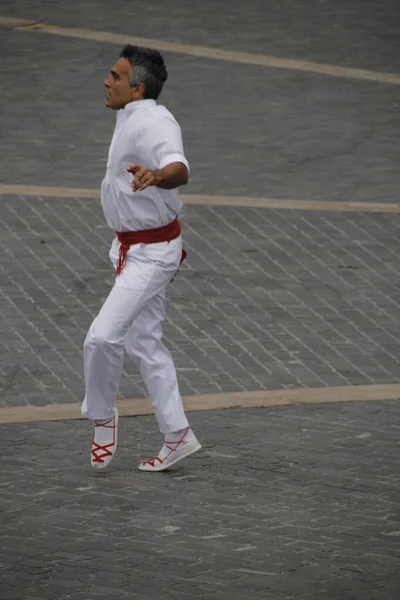 Danse Basque Traditionnelle Dans Festival Folklorique — Photo