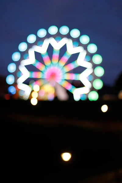 Vista Uma Roda Ferris Noite — Fotografia de Stock