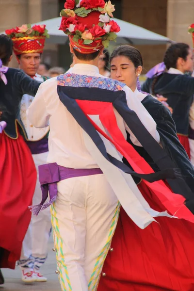 Traditionele Baskische Dans Een Volksfeest — Stockfoto