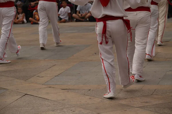 Sokakta Bask Halk Dansı Festivali — Stok fotoğraf