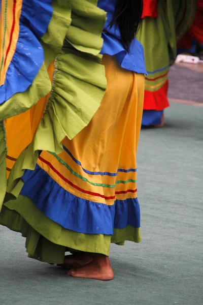 Colombian folk dance performance in a street festival