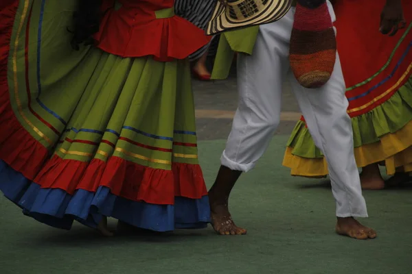 Colombian folk dance performance in a street festival