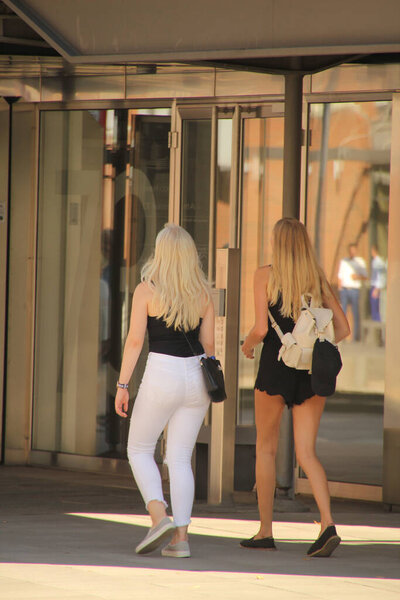 Young women in Hamburg in a summer day