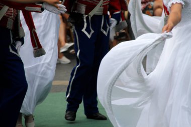 Bir sokak festivalinde Polonya dansı sergisi