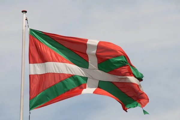 Baskijska Flaga Narodowa Machająca Powietrzu — Zdjęcie stockowe