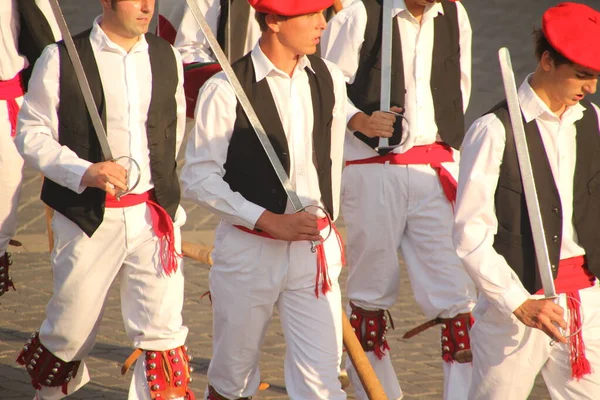 Dança Basca Tradicional Festival Folclórico — Fotografia de Stock