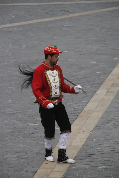 Dança Basca Tradicional Festival Folclórico — Fotografia de Stock