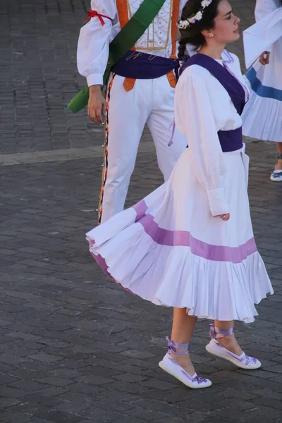 Danse Basque Traditionnelle Dans Festival Folklorique — Photo