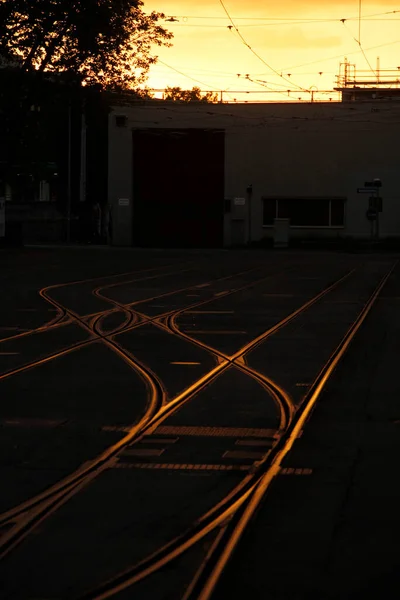 Spoorweg Een Stedelijk Milieu — Stockfoto