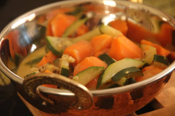 Boiled vegetables in a dish