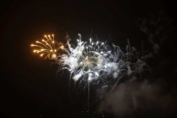 Exposición Fuegos Artificiales Por Noche — Foto de Stock