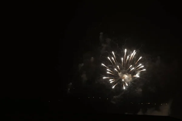 Exposición Fuegos Artificiales Por Noche — Foto de Stock