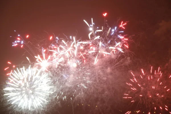 Exposição Fogos Artifício Noite — Fotografia de Stock