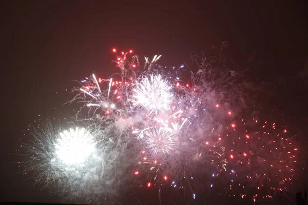 Exposición Fuegos Artificiales Por Noche — Foto de Stock