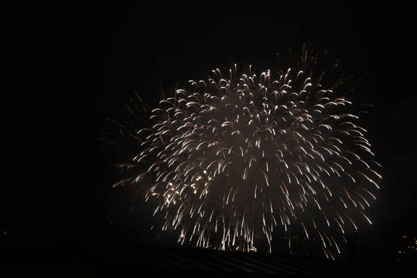 Exposición Fuegos Artificiales Por Noche — Foto de Stock