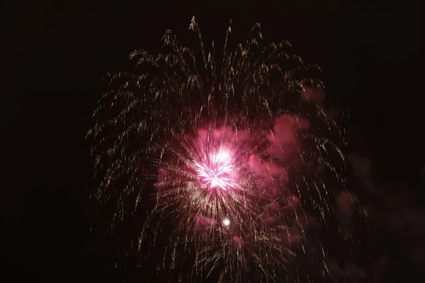 Spettacolo Fuochi Artificio Notte — Foto Stock