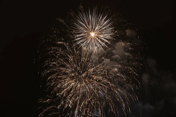 Exposición Fuegos Artificiales Por Noche — Foto de Stock