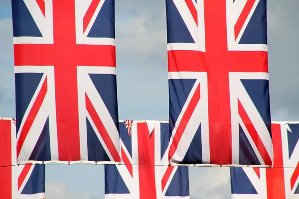 Union Jack Flagge Weht Der Luft — Stockfoto