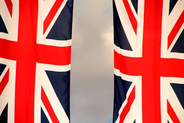 Union Jack Flag Waving Air — Stock Photo, Image