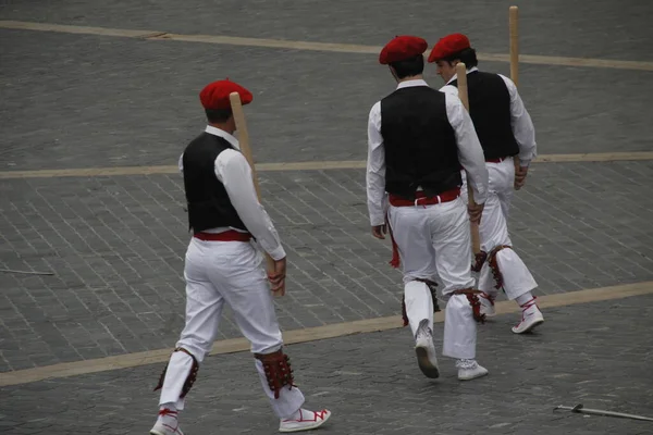 Basque Folk Dance Exhibition Street Festival — Stock Photo, Image