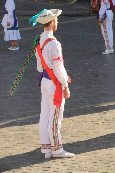 Baskisk Folkdansutställning Gatufestival — Stockfoto