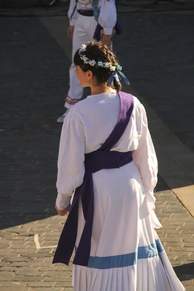 Baskisk Folkdansutställning Gatufestival — Stockfoto