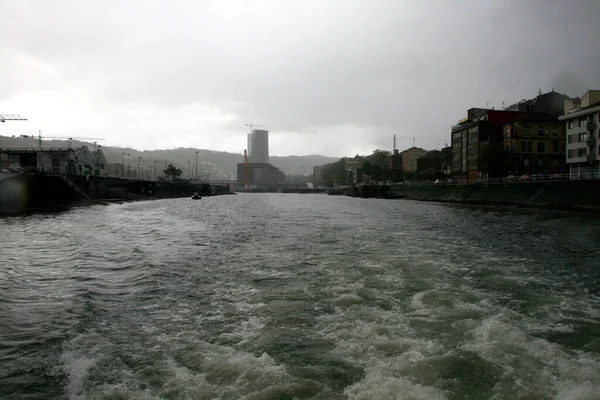 Ujście Bilbao Deszczowy Dzień — Zdjęcie stockowe