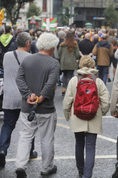 Demonstration Med Krav Baskiens Och Kataloniens Självständighet — Stockfoto