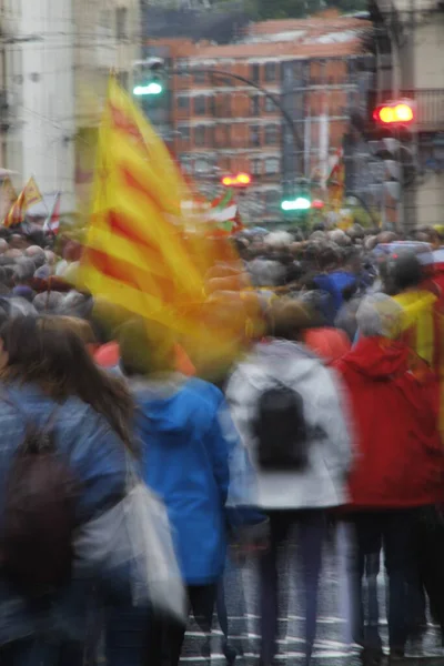Demonstration Asking Independence Basque Country Catalonia — Stock Photo, Image