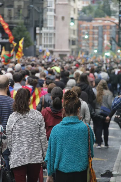 Demonstration Asking Independence Basque Country Catalonia — Stock Photo, Image