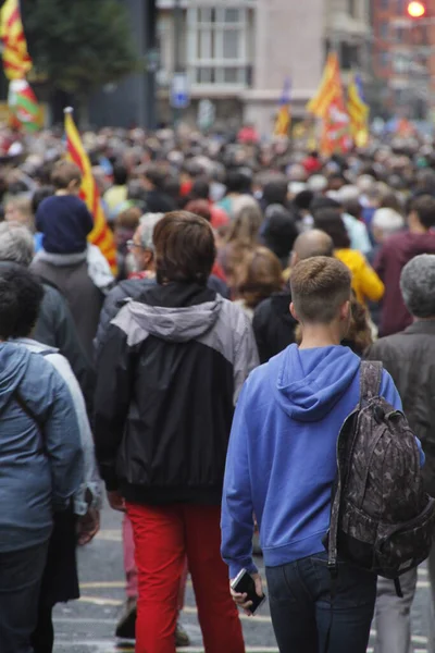 Demonstration Med Krav Baskiens Och Kataloniens Självständighet — Stockfoto