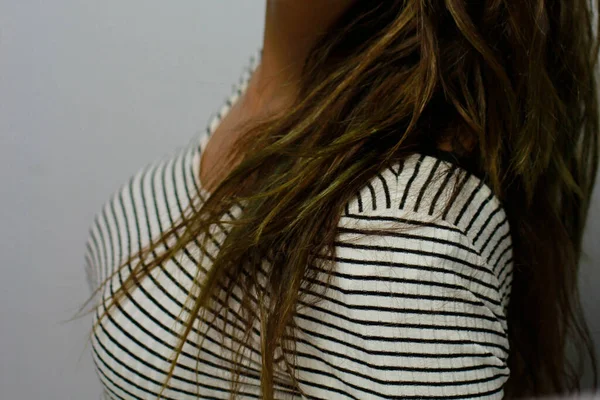 Detalhe Cabelo Uma Mulher — Fotografia de Stock