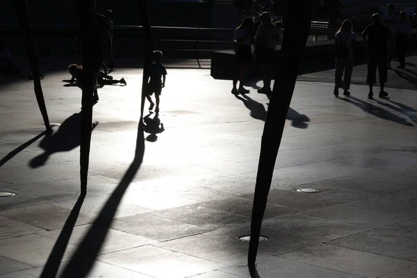 Sombras Noturnas Silhuetas Centro Cidade Bilbau — Fotografia de Stock