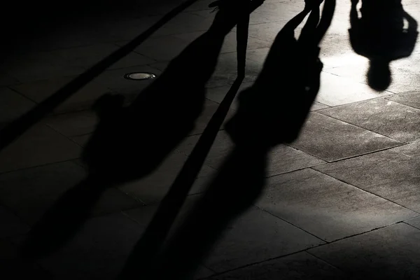 Sombras Siluetas Nocturnas Centro Bilbao — Foto de Stock