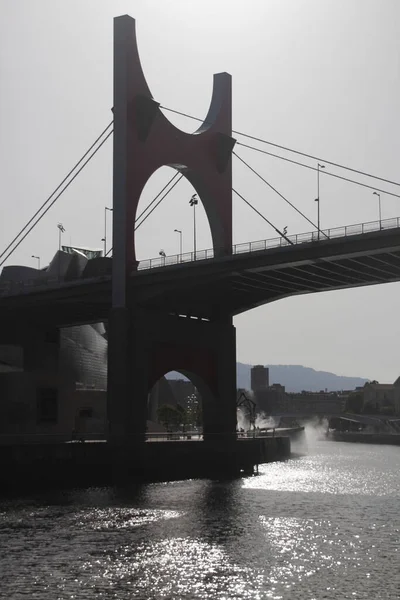 Σύγχρονη Γέφυρα Πάνω Από Τις Εκβολές Του Μπιλμπάο — Φωτογραφία Αρχείου