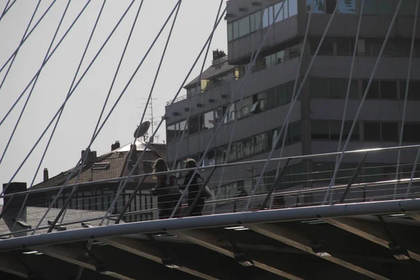 Modern Bridge Estuary Bilbao — Stock Photo, Image