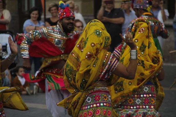 Dança Popular Índia Festival Rua — Fotografia de Stock