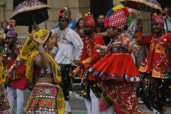 Народний Танець Індії Вуличному Фестивалі — стокове фото