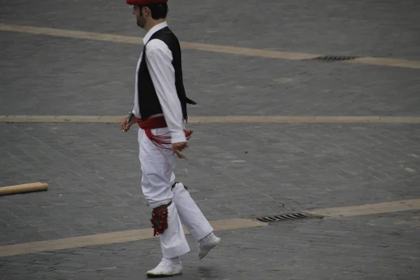 Danza Tradizionale Basca Una Festa Popolare — Foto Stock