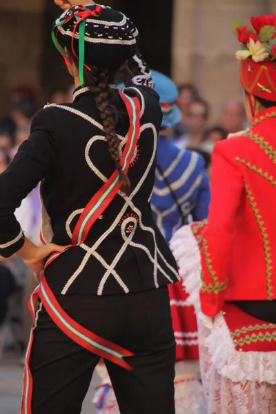 Dança Basca Tradicional Festival Folclórico — Fotografia de Stock