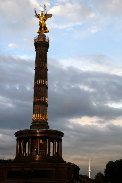 Coluna Vitória Berlim Entardecer — Fotografia de Stock